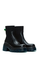 Women's Black Thick Soled Leather Boots | Derimod Women's Black Thick Soled Leather Boots | Derimod