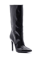 Women's Snake Patterned Derimod X Whenever Company Heeled Boots | Derimod Women's Snake Patterned Derimod X Whenever Company Heeled Boots | Derimod