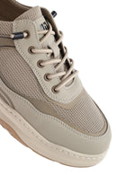 Men's Beige Lace-up Leather Sneaker | Derimod Men's Beige Lace-up Leather Sneaker | Derimod