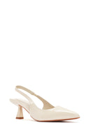 Women's Cream Open Back Thin Heeled Shoes | Derimod Women's Cream Open Back Thin Heeled Shoes | Derimod