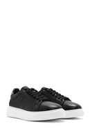 Men's Black Lace-up Thick-Sole Leather Sneaker | Derimod Men's Black Lace-up Thick-Sole Leather Sneaker | Derimod