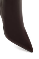 Women's Burgundy Zippered Thin Heeled Leather Boot | Derimod Women's Burgundy Zippered Thin Heeled Leather Boot | Derimod