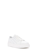 Men's White Lace-up Thick-Sole Leather Sneaker | Derimod Men's White Lace-up Thick-Sole Leather Sneaker | Derimod
