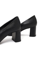 Derimod Flex Women Black Thick Heeled Leather Shoe | Derimod Derimod Flex Women Black Thick Heeled Leather Shoe | Derimod