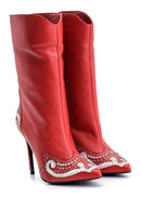 Women's Stone and Stud Detailed Leather Boots | Derimod Women's Stone and Stud Detailed Leather Boots | Derimod