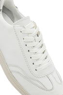 Women's White Lace-Up Leather Sneaker | Derimod Women's White Lace-Up Leather Sneaker | Derimod