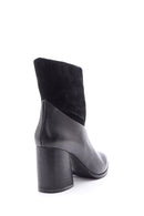 Women's Suede Detailed Heeled Leather Boots | Derimod Women's Suede Detailed Heeled Leather Boots | Derimod