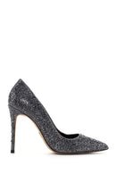 Women's Anthracite Leather Thin High Heel Stiletto | Derimod Women's Anthracite Leather Thin High Heel Stiletto | Derimod