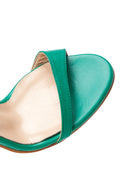 Women's Green Leather Heeled Sandals | Derimod Women's Green Leather Heeled Sandals | Derimod