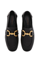 Kadın Siyah Aksesuar Detaylı Deri Maskülen Loafer | Derimod Kadın Siyah Aksesuar Detaylı Deri Maskülen Loafer | Derimod