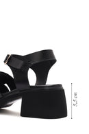 Women's Black Ankle Buckle Low Heeled Leather Sandals | Derimod Women's Black Ankle Buckle Low Heeled Leather Sandals | Derimod