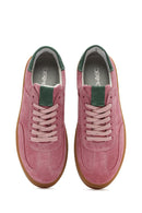 Kadın Pembe Bağcıklı Süet Deri Sneaker | Derimod Kadın Pembe Bağcıklı Süet Deri Sneaker | Derimod