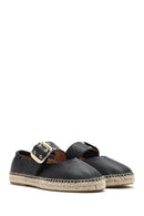 Women's Black Buckled Leather Espadrilles | Derimod Women's Black Buckled Leather Espadrilles | Derimod