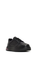 Men's Black Lace-Up Thick-Soled Leather Sneaker | Derimod Men's Black Lace-Up Thick-Soled Leather Sneaker | Derimod