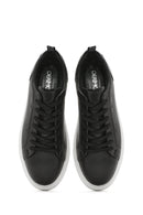 Erkek Siyah Bağcıklı Deri Sneaker | Derimod Erkek Siyah Bağcıklı Deri Sneaker | Derimod
