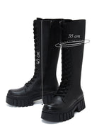 Women's Black Leather Zippered Thick Soled Boots | Derimod Women's Black Leather Zippered Thick Soled Boots | Derimod