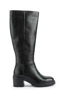 Geox Women's Black Damiana Zippered Leather Boots | Derimod Geox Women's Black Damiana Zippered Leather Boots | Derimod