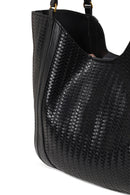 Woman Black Accessorized Printed Shoulder Bag | Derimod Woman Black Accessorized Printed Shoulder Bag | Derimod