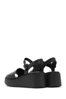 Women's Black Thick Soled Leather Comfort Sandals | Derimod Women's Black Thick Soled Leather Comfort Sandals | Derimod