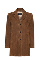 Pamela Women's Brown Suede Leather Coat | Derimod Pamela Women's Brown Suede Leather Coat | Derimod
