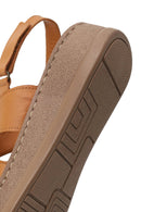 Woman Tan Strappy Thick-Soled Leather Comfort Sandal | Derimod Woman Tan Strappy Thick-Soled Leather Comfort Sandal | Derimod