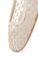Women's Beige Open Back Patterned Ballerinas | Derimod Women's Beige Open Back Patterned Ballerinas | Derimod