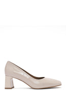 Women's Beige Low Heel Patent Leather Stiletto | Derimod Women's Beige Low Heel Patent Leather Stiletto | Derimod