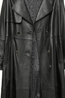 Jenny Women's Black Fur Belt Detailed Leather Trench Coat | Derimod Jenny Women's Black Fur Belt Detailed Leather Trench Coat | Derimod