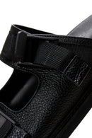 Men's Black Leather Slippers | Derimod Men's Black Leather Slippers | Derimod