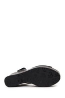 Woman Black Ankle-Buckle Wedge-Heel Leather Sandal | Derimod Woman Black Ankle-Buckle Wedge-Heel Leather Sandal | Derimod