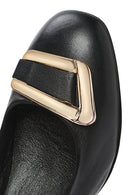 Women's Black Buckle Detailed Low Thick Heel Leather Shoes | Derimod Women's Black Buckle Detailed Low Thick Heel Leather Shoes | Derimod