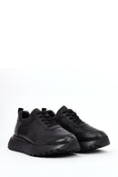 Men's Black Lace-Up Thick-Soled Leather Sneaker | Derimod Men's Black Lace-Up Thick-Soled Leather Sneaker | Derimod