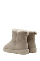 Women's Mink Fur Detailed Suede Leather Boots | Derimod Women's Mink Fur Detailed Suede Leather Boots | Derimod