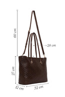 Woman Brown Long-Strap Braided Shoulder Bag | Derimod Woman Brown Long-Strap Braided Shoulder Bag | Derimod
