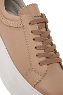 Women's Beige Lace-up Thick-Sole Leather Sneaker | Derimod Women's Beige Lace-up Thick-Sole Leather Sneaker | Derimod
