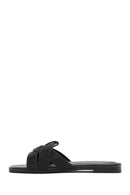 Women's Black Stone Slippers | Derimod Women's Black Stone Slippers | Derimod