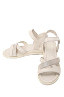 Woman Cream Ankle-Strap Leather Sandals | Derimod Woman Cream Ankle-Strap Leather Sandals | Derimod