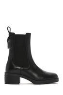 Women's Black Thick Heeled Leather Chelsea Boots | Derimod Women's Black Thick Heeled Leather Chelsea Boots | Derimod