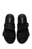 Women's Black Leather Comfort Slippers | Derimod Women's Black Leather Comfort Slippers | Derimod