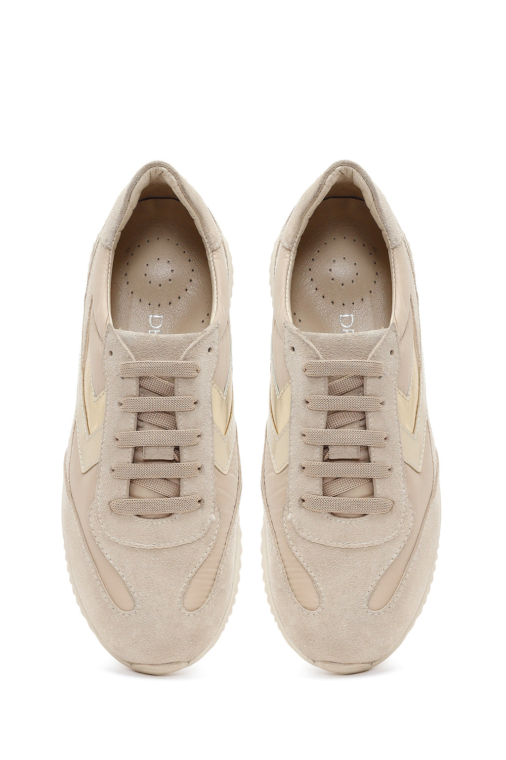 Kadın Bej Bağcıklı Süet Deri Sneaker