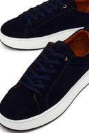 Erkek Lacivert Bağcıklı Süet Deri Sneaker | Derimod Erkek Lacivert Bağcıklı Süet Deri Sneaker | Derimod