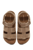 Women's Brown Thick Soled Suede Leather Sandals | Derimod Women's Brown Thick Soled Suede Leather Sandals | Derimod