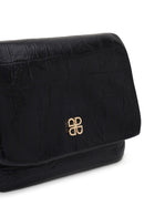 Woman Black Croc-Embossed Crossbody Bag | Derimod Woman Black Croc-Embossed Crossbody Bag | Derimod