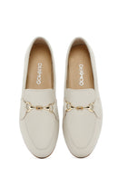 Women's Cream Leather Masculine Loafer | Derimod Women's Cream Leather Masculine Loafer | Derimod