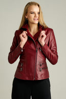 Rina Women's Leather Jacket | Derimod Rina Women's Leather Jacket | Derimod