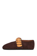 Women's Brown Metal Detailed Suede Leather Ballerinas | Derimod Women's Brown Metal Detailed Suede Leather Ballerinas | Derimod