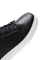 Erkek Siyah Bağcıklı Deri Sneaker | Derimod Erkek Siyah Bağcıklı Deri Sneaker | Derimod