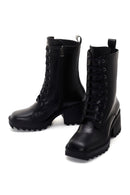 Women's Black Heeled Zippered Classic Leather Boots | Derimod Women's Black Heeled Zippered Classic Leather Boots | Derimod