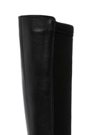 Women's Black Zippered Wedge Heeled Casual Leather Boots | Derimod Women's Black Zippered Wedge Heeled Casual Leather Boots | Derimod