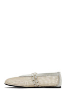 Women's Beige Buckled Mesh Fabric Ballerinas | Derimod Women's Beige Buckled Mesh Fabric Ballerinas | Derimod